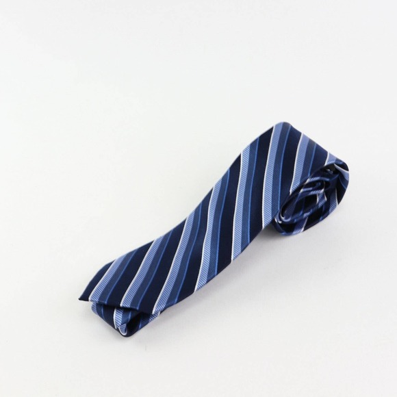 Bloomingdale's The Men's Store, Blue Striped Men's Silk Neck Tie NWT - Picture 1 of 4
